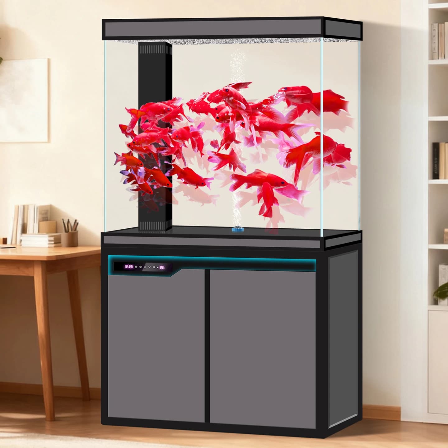 XL Fish Tank Living Room Small Medium Bottom Filter Fish Tank Oxygenation Integrated Ultra-clear Glass Floor-standing
