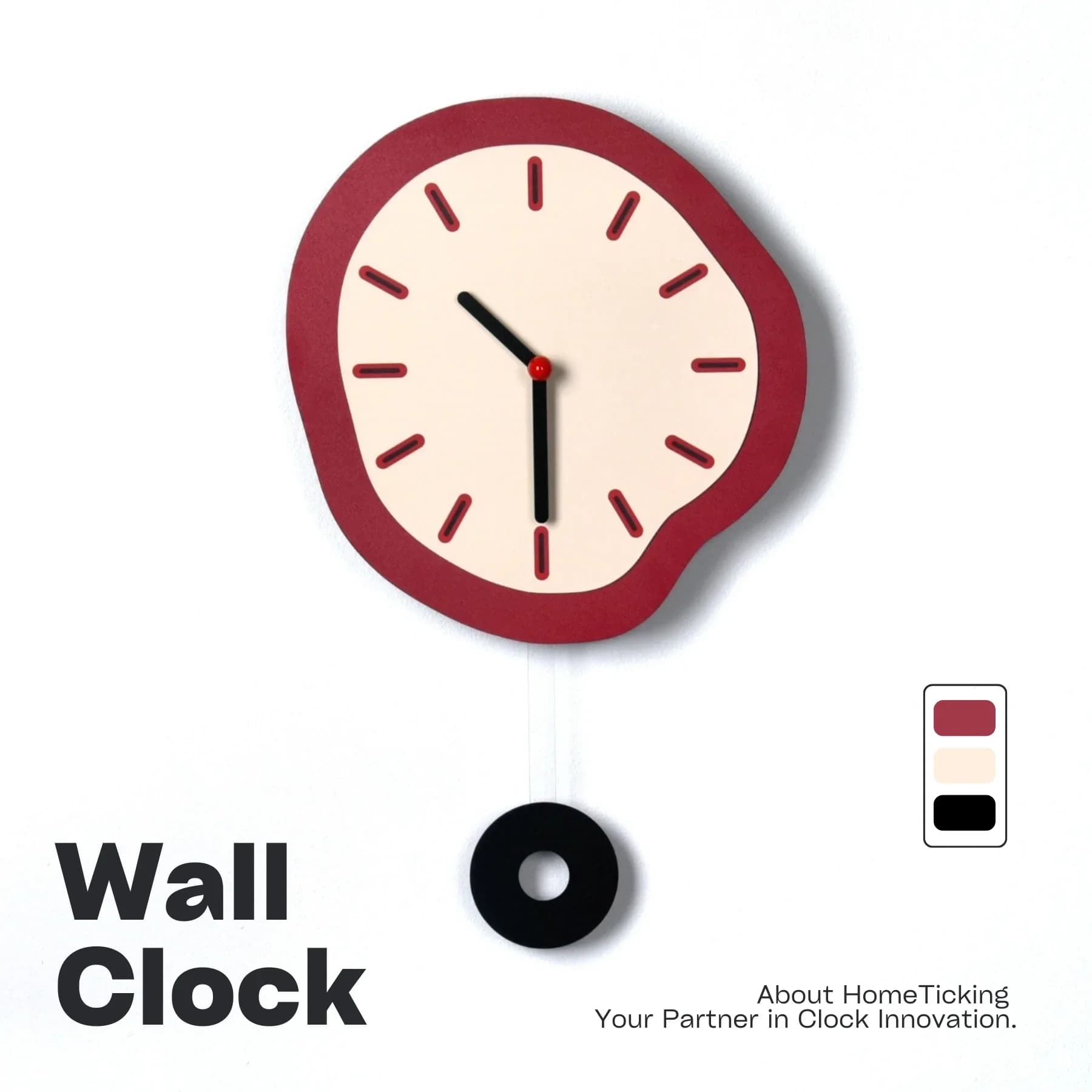 Creative Mid-Century Modern Wall Clock with High-End Appeal | Luxe Minimalist Design for Living Room | Silent Home Wall Clock