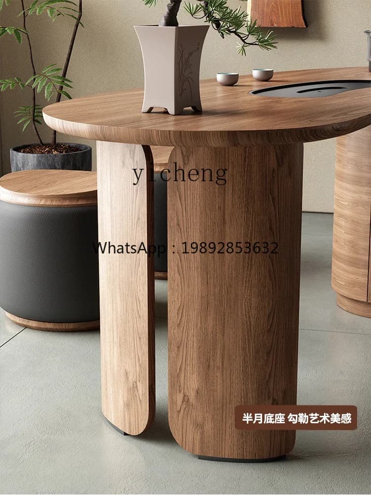 LYY High-End Table-Chair Set Boss Office Tea Table High-End Sense Walnut Face Modern Light Luxury Kung Fu Tea Brewing Table