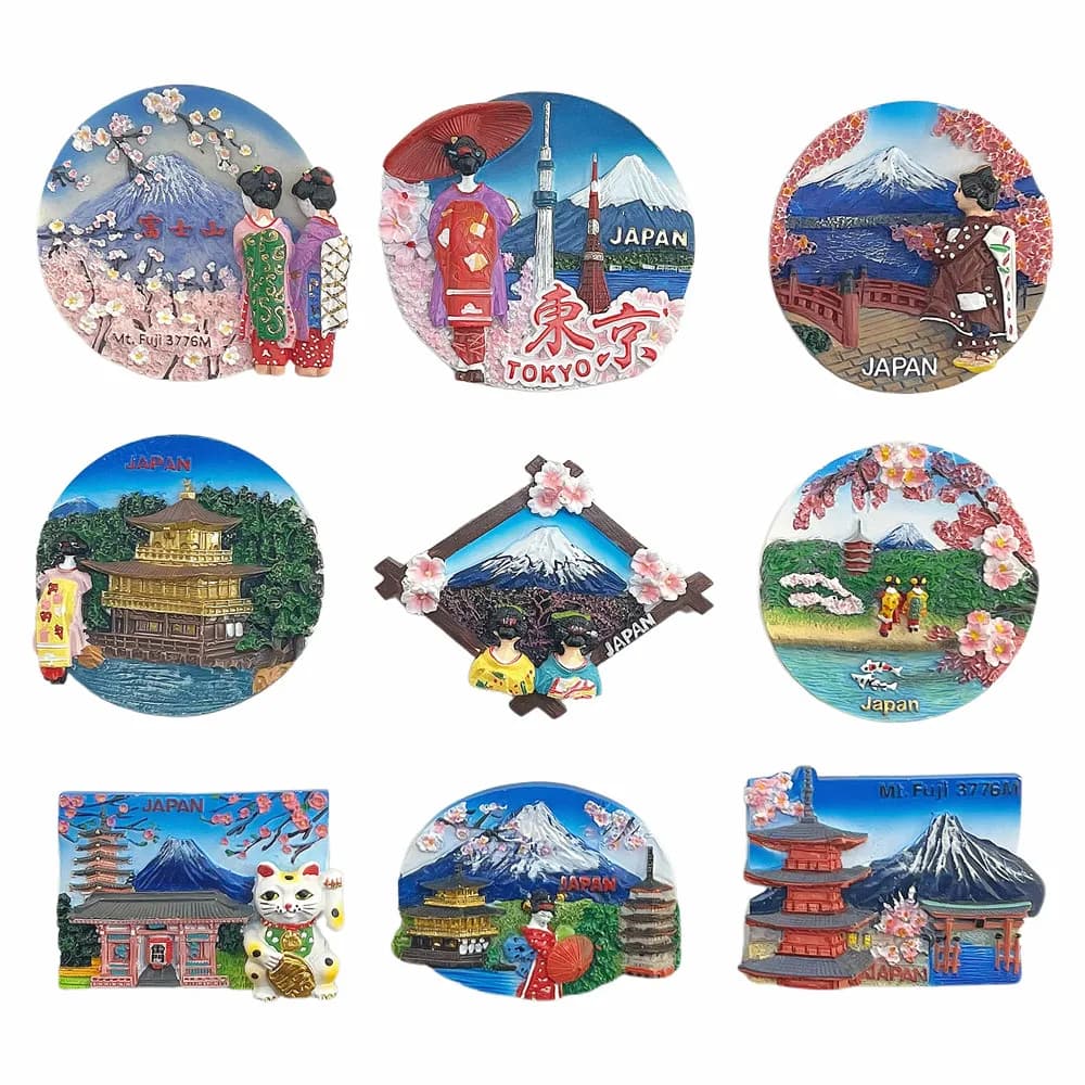 Japan 3D Mount Fuji Tokyo Fridge Magnet, Resin Japanese Culture Souvenir, Gift & Collectible