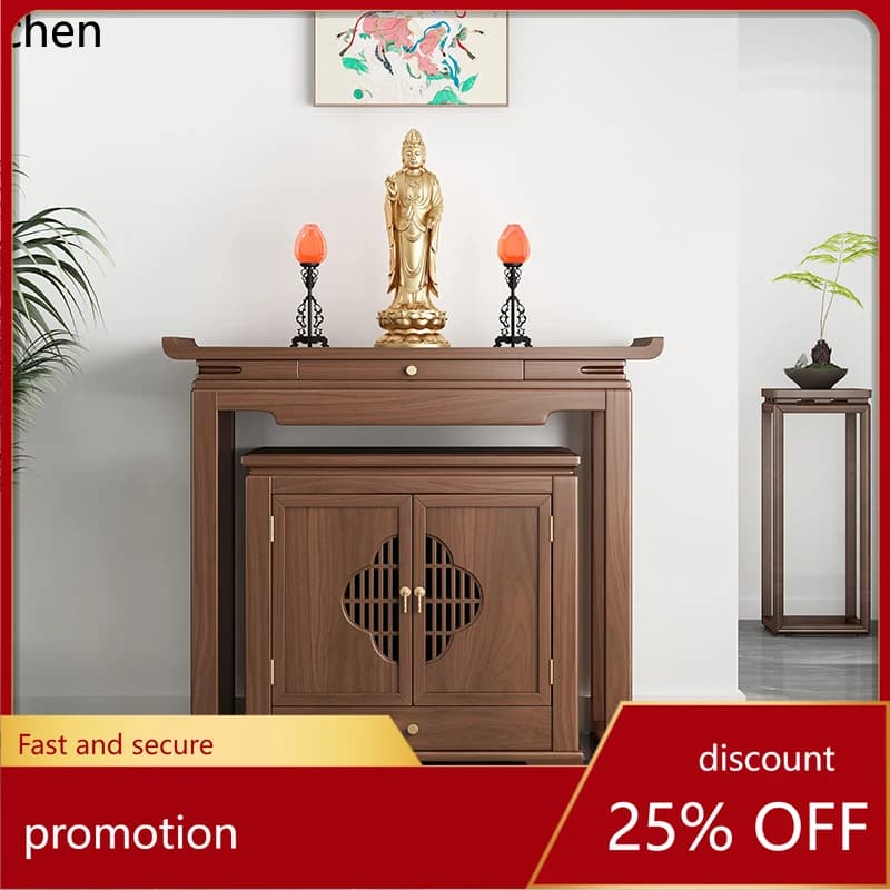 CZ1  black walnut set cabinet with door for table incense case household Buddha table standing cabinet Shentai table