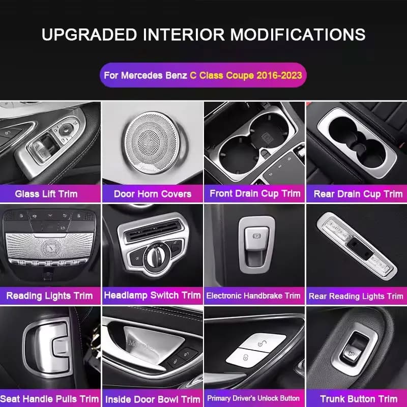 For Mercedes Benz C Class Coupe C205 2016 2017 2018 2019 2020 2021 2022 2023 Car Interior Protective Modification Accessories
