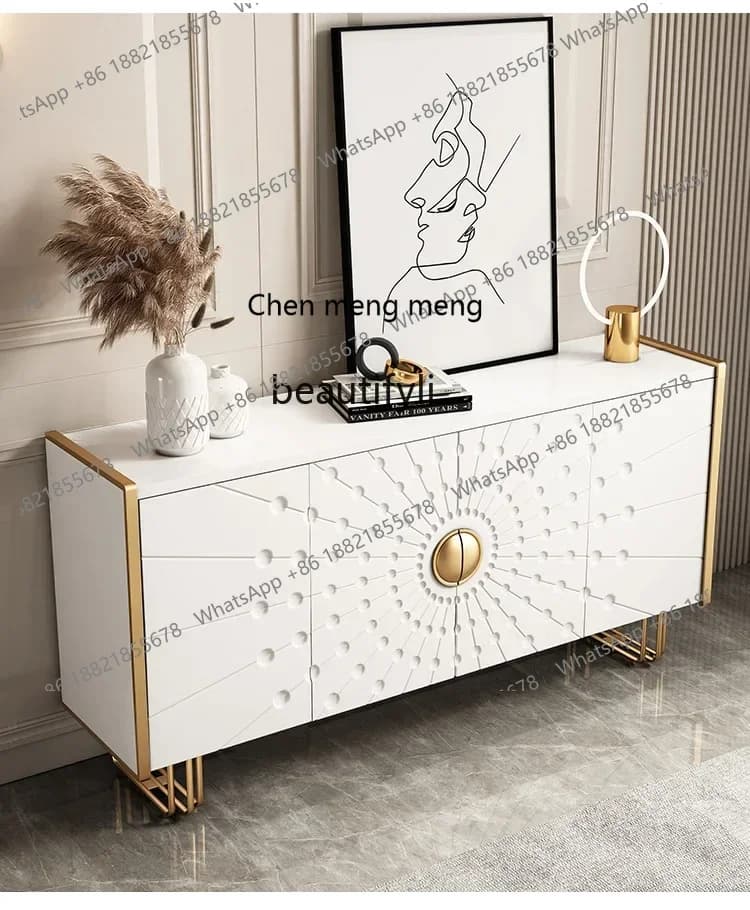 CC Italian light luxury porch cabinet foyer partition cabinet modern villa white dining side cabinet