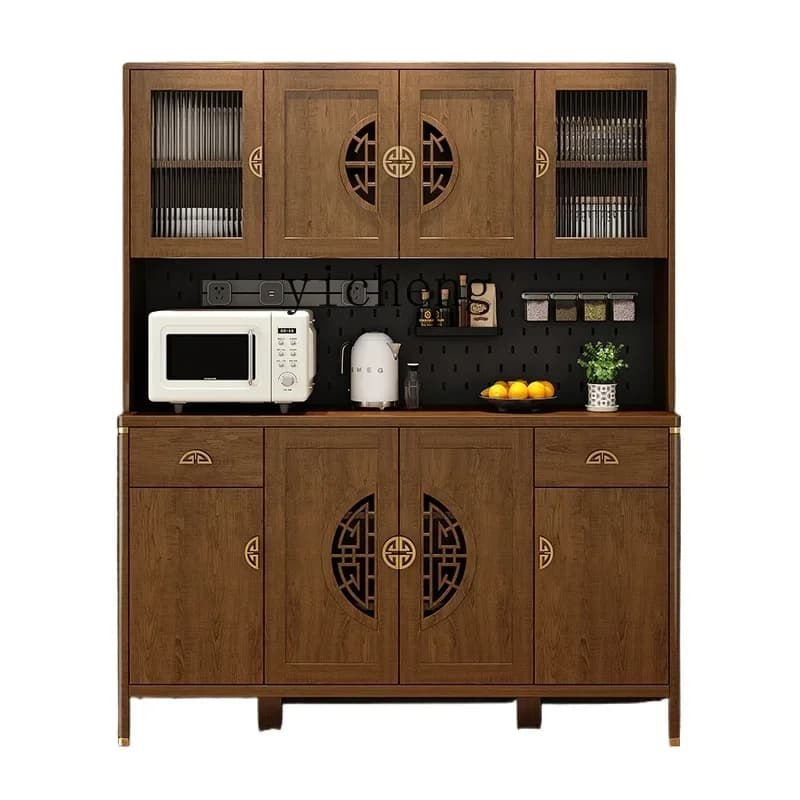new Chinese side wine cabinet living room against the wall household solid wood color kitchen cupboard storage storage locker