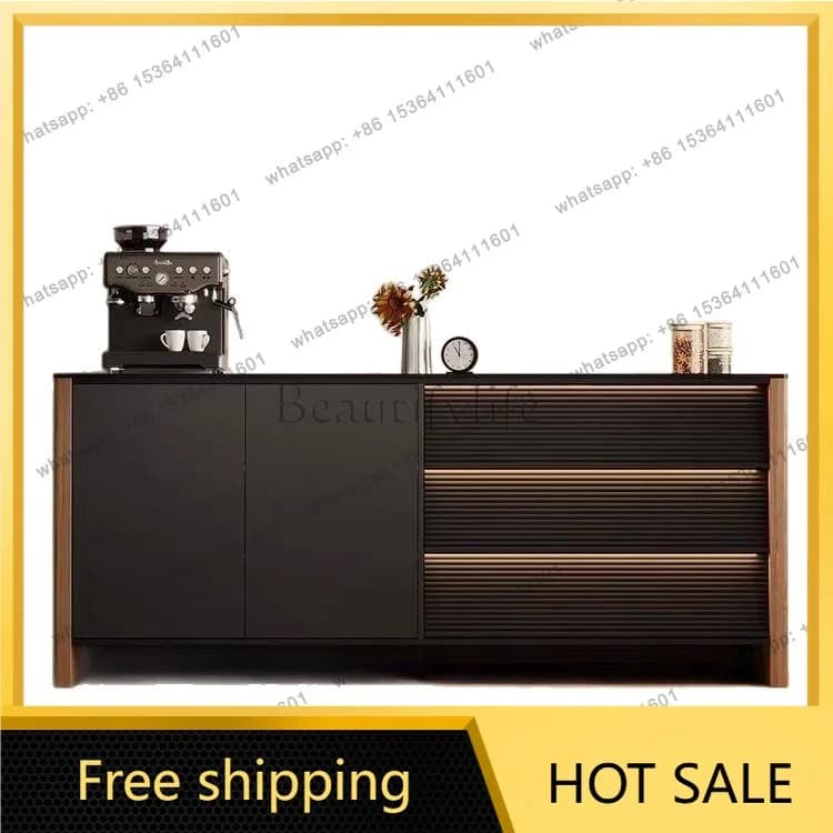 FG Italian minimalist solid wood dining side storage cabinet, sintered stone dining side light luxury entryway storage cabinet