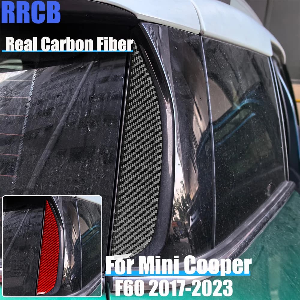 Real Carbon Fiber Car Accessories Rear Side Window Decorative Trim Soft Cover Sticker For MINI F60 Countryman/Cooper 2017-2023