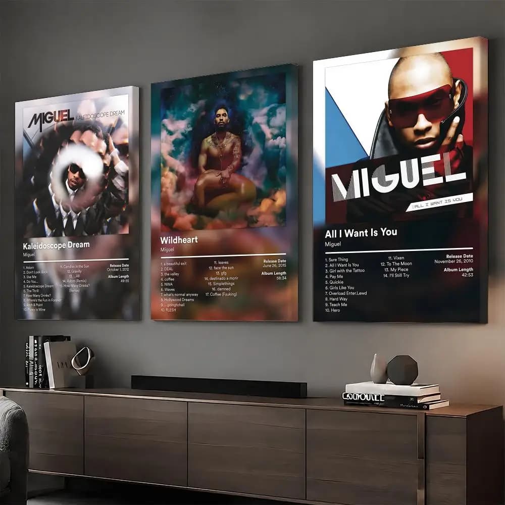 M-Miguel Rapper Music Painting Calligraphy HD Modern Style Inner Frame Canvas Poster Bedroom Room Hallway Wall Art Decor