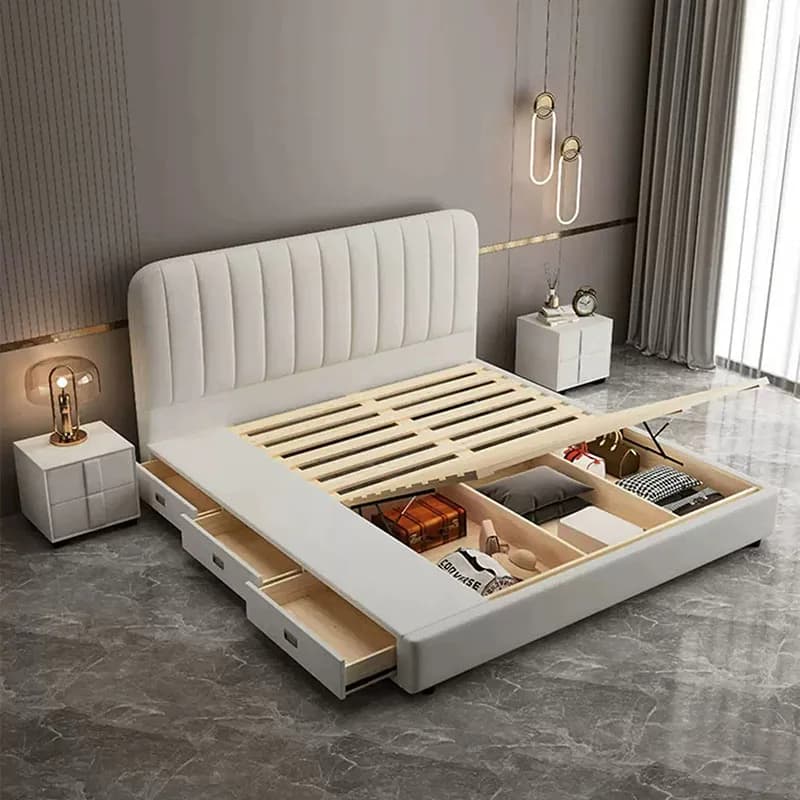 Frame Storage Bed Wooden Design Beauty European Safe Sleeping Double Queen Bed Princess Girls Muebles Lounge Suite Furniture