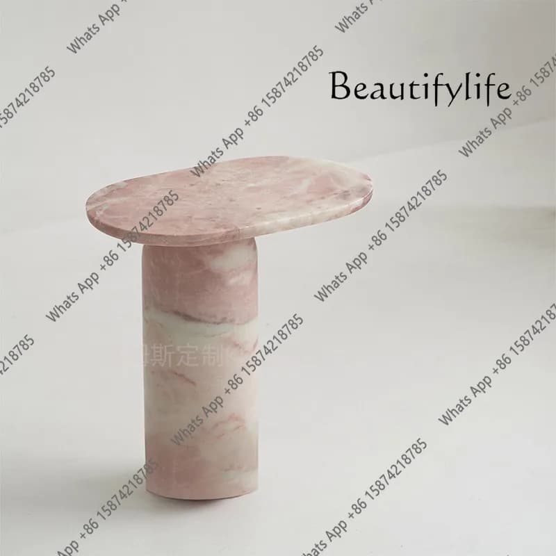 0 Pink Stone Edge Few Designer Villa Living Room Home Light Luxury Marble Edge Few Sofa Side Table