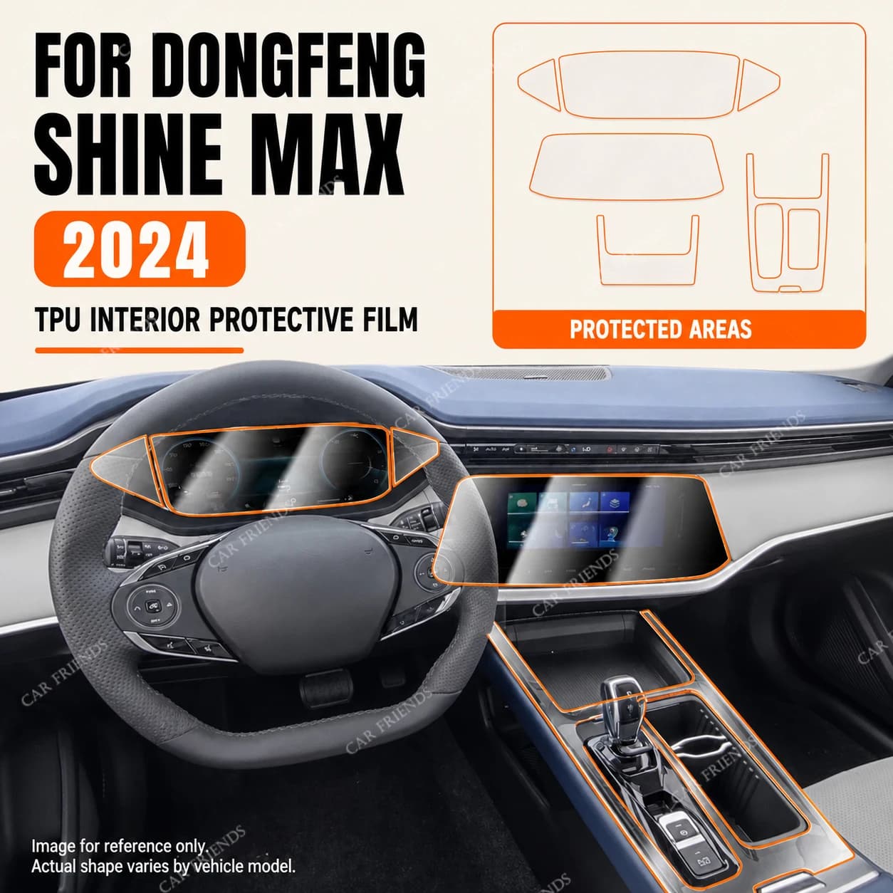 For Dongfeng Shine Max 2024-2025 Transparent TPU Interior Protective Film Dashboard Screen Interior Trim Anti-Scratch Cover
