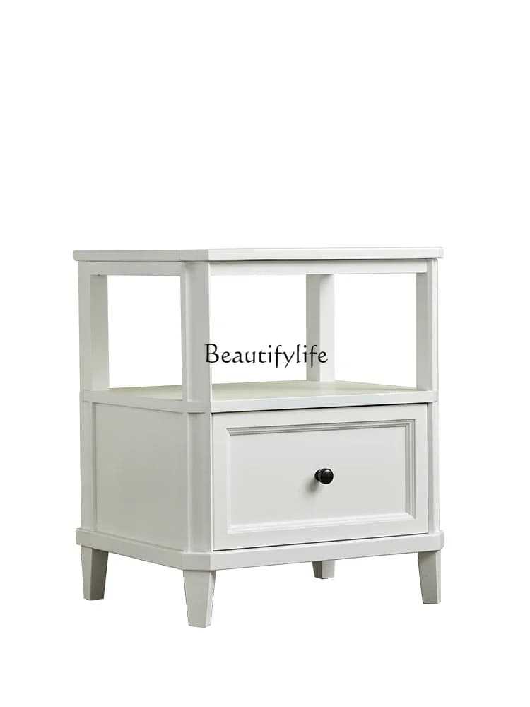 FGSimple American walnut all solid wood bedside table white cream wind hollow bedside locker