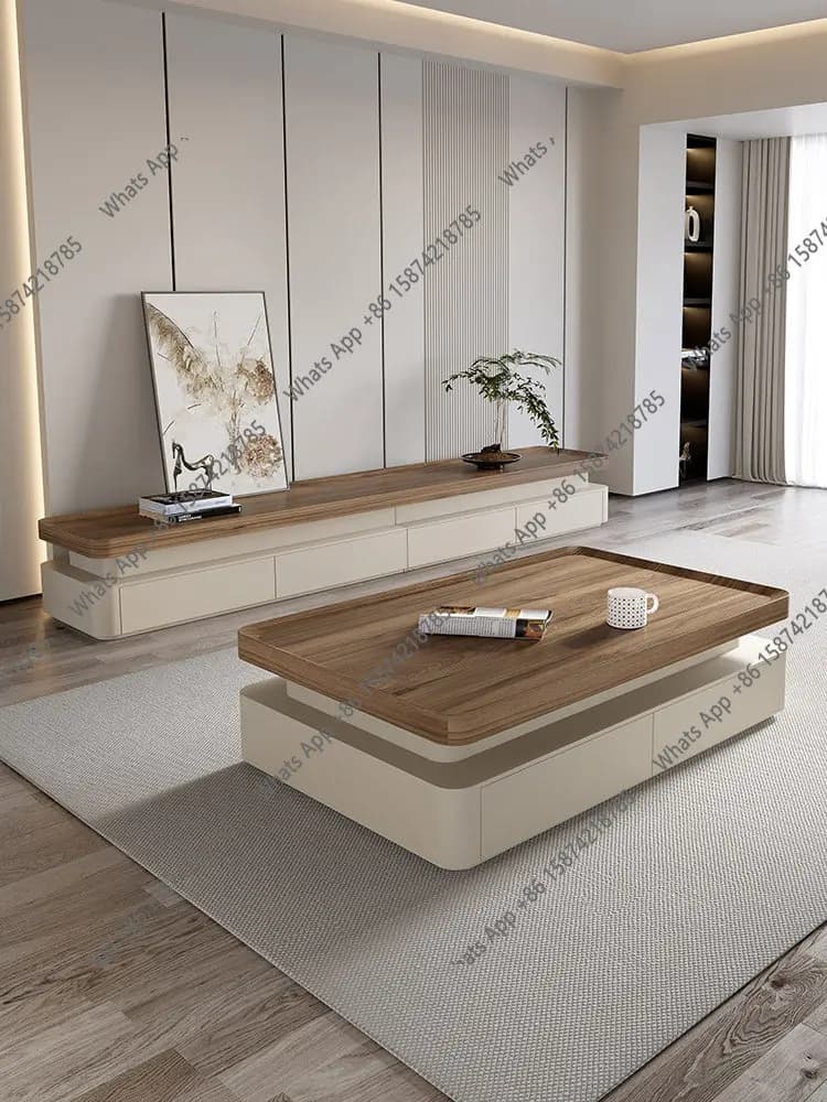 Retro coffee table TV cabinet combination living room home solid wood tea table new modern simple and advanced