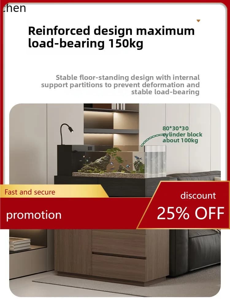 ZML Solid Wood Sofa Side Cabinet Minimalist Living Room Fish Tank  Heavy Duty Base Cabinet Partition Tea Cabinet