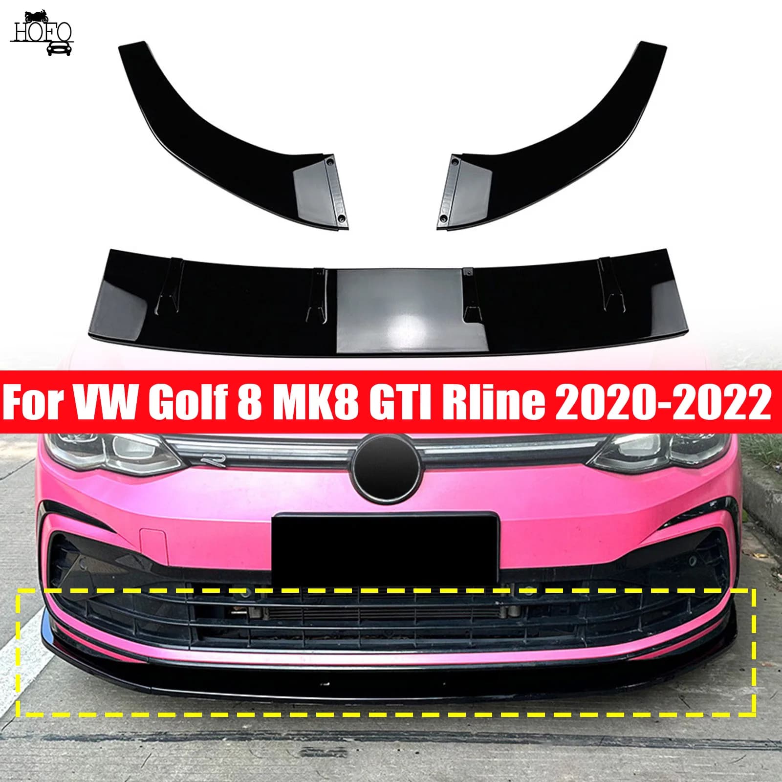 Car Front Bumper Lip Spoiler For VW Golf 8 MK8 GTI Rline 2020-2022 Diffuser Splitter Body Kit Lower Bumper Protector