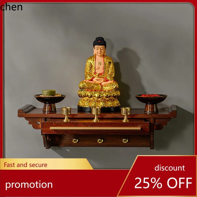 Cz wall-mounted small buddha altar wall-mounted shrine guanyin god of wealth bodhisattva altar wall display rack