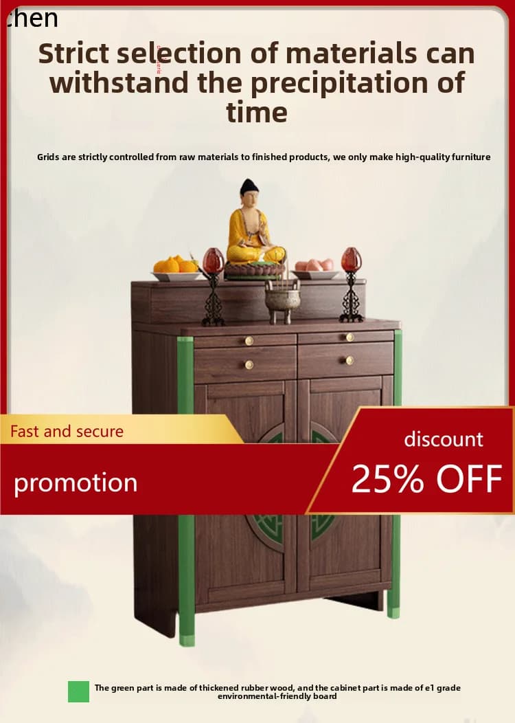 HT Altar Table Incense Case Home Worship Table Three-Layer Step Altar Buddha Altar Buddha Shrine