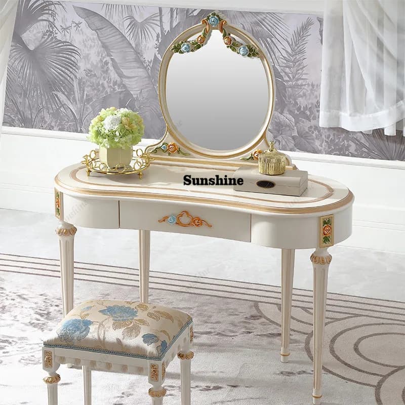 French retro style court dresser household bedroom makeup table solid wood dressing table
