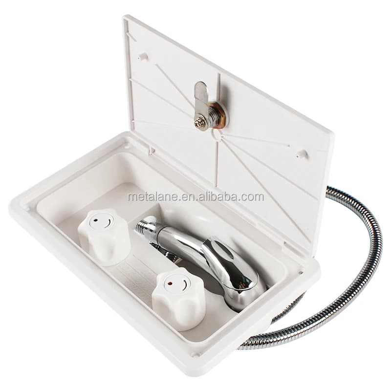 RV Accessories  White Color with Lock Boat Marine Camper Motorhome Caravan RV Exterior Shower Box