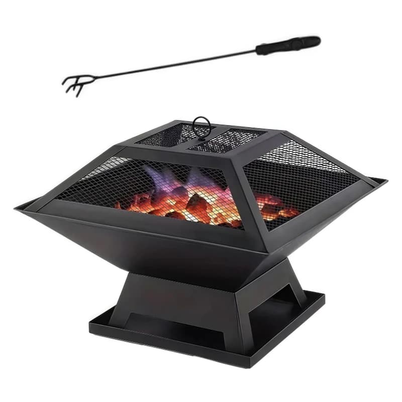 Black round square exquisite covered oven, courtyard outdoor camping barbecue oven