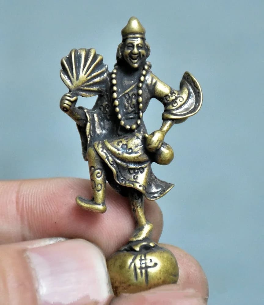 2" Rare Old Chinese Copper Buddhism Living Buddha Ji Gong Statue sculpture