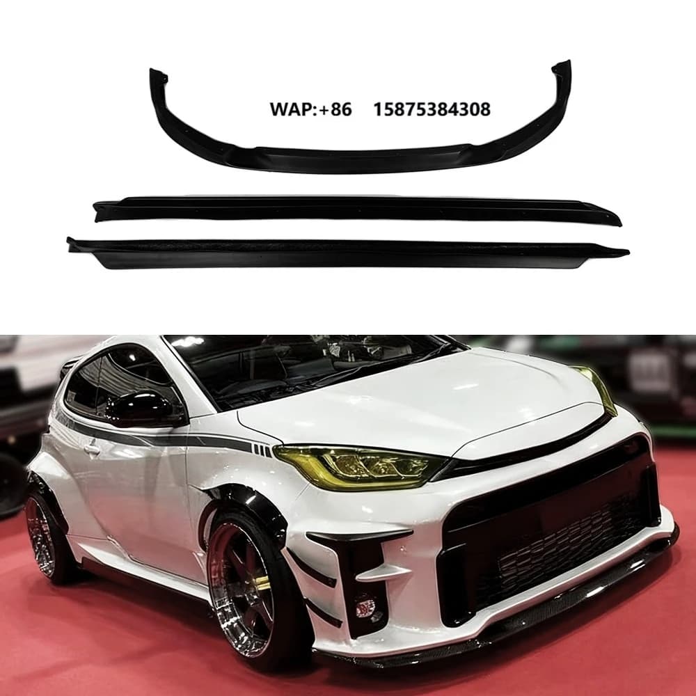 Unpainted Fiberglass GV Style Front Lip and Side Skirts Body Kits for GR YARIS GXPA16 Exterior Upgrade
