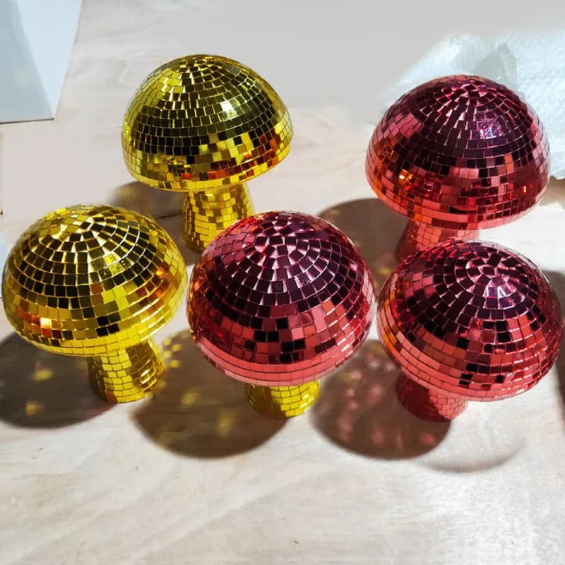 Disco Mirror Mushroom Cross-Border New Product Mushroom Discoball Mirror Reflective Home Decoration Ornaments