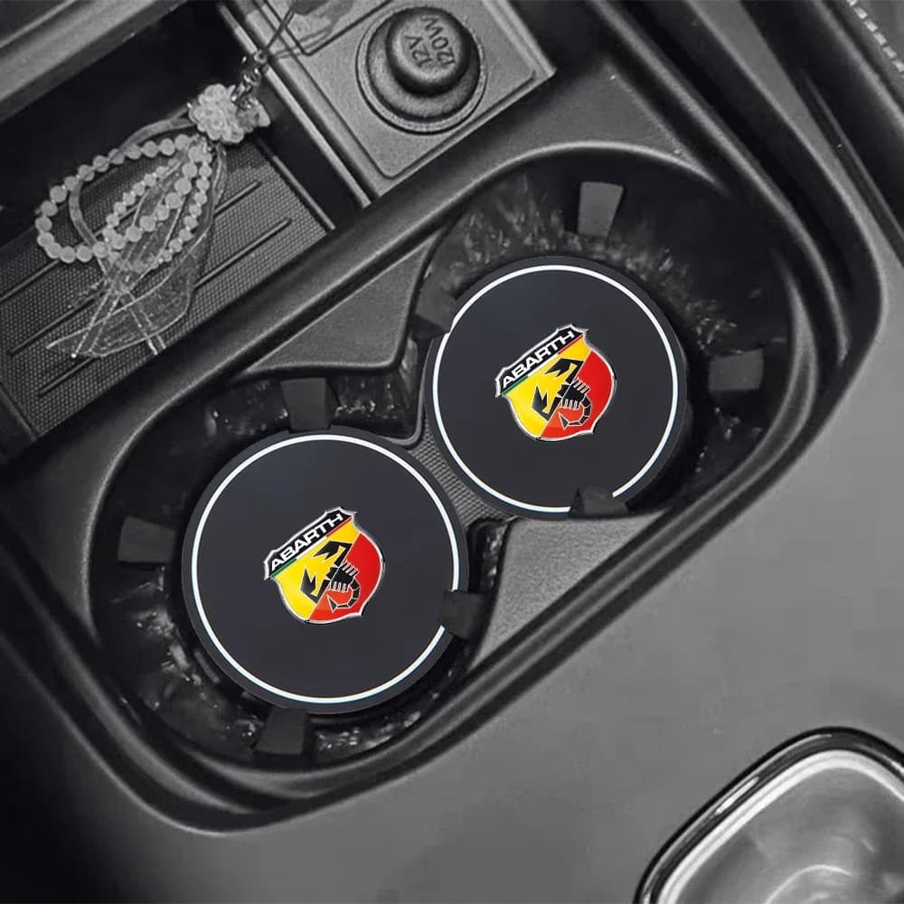 Waterproof Car Cup Holder Pad Non Slip Coaster Mat For Abarth 500e Punto Panda 500X Ducato Interior Accessories