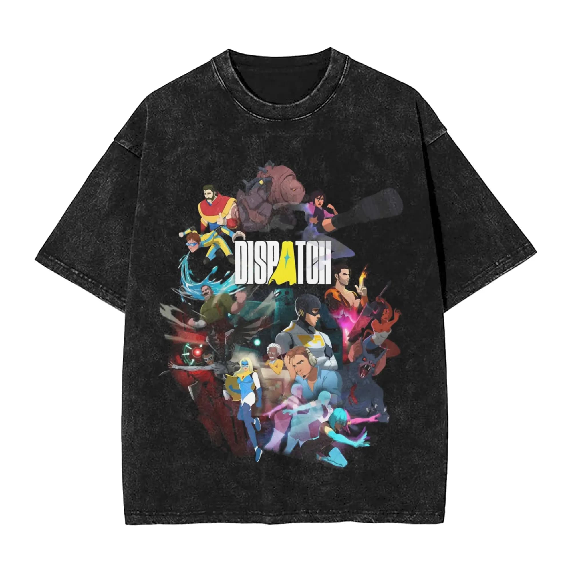 Humorous Dispatch Game  T-Shirt Men Round Neck Pure Cotton Washed T Shirts  Short Sleeve Tee Shirt Graphic Clothes