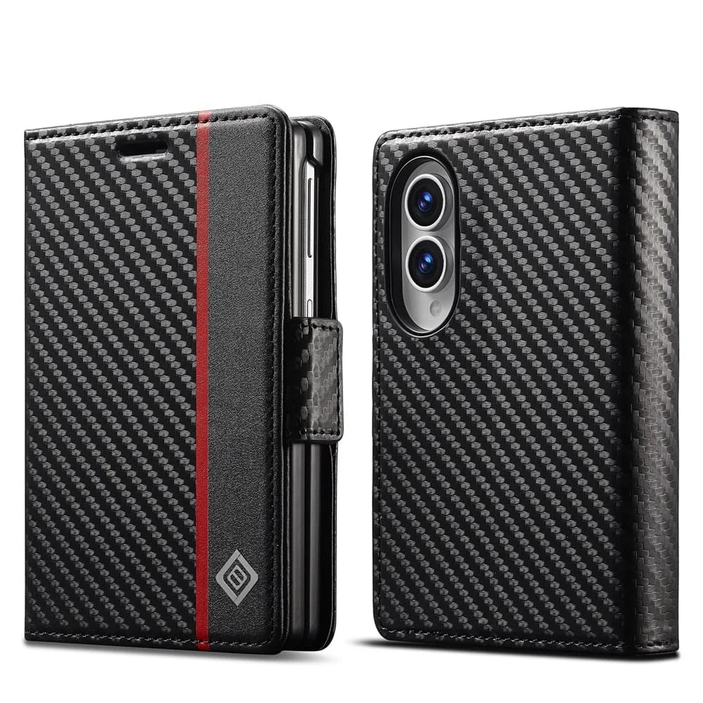 For Samsung Galaxy Z Fold 8 Wide 5G Case Luxury Carbon Fiber Leather Flip Wallet Card Slot  Shockproof Back Cover Accessories