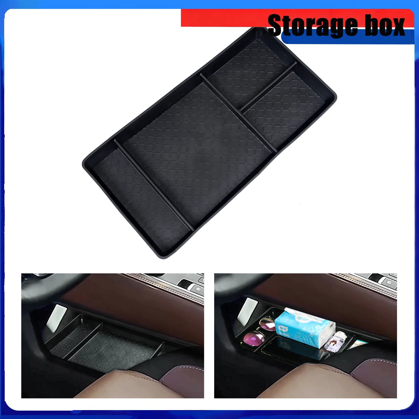 Center Console Storage Box Central Tray Organizer Interior Accessories Tidying TPE For Nissan Pathfinder 2023 2024 Car