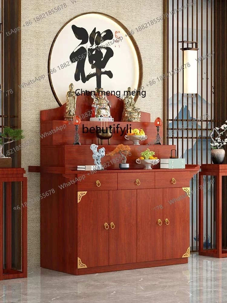 CC New Chinese Style Altar Incense Burner Table Buddha Shrine Household Middle Hall Prayer Altar Table Three-Layer Incense Fire