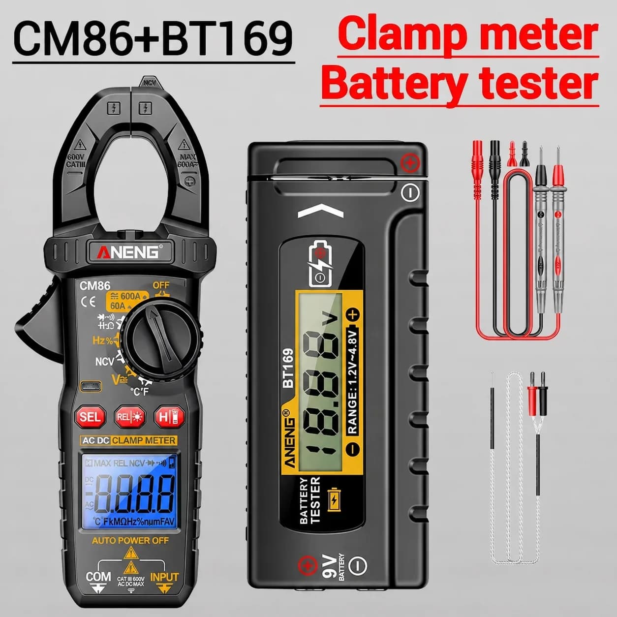 Home auto repair regular set CM86 high-precision clamp multimeter paired with BT169 battery tester doubles repair efficiency
