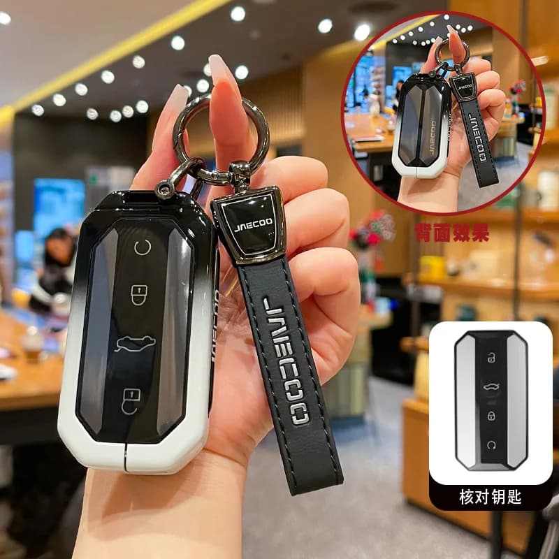Car Remote Zinc Alloy Leather Key Case Holder Cover Chain For Chery Jaecoo J5 J7 2025 Omoda C7 5EV Auto Accessories