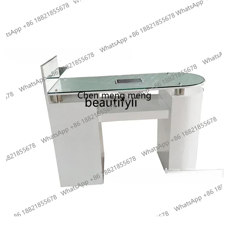 ss cn8350 ss 8350 Japanese Style Nail Table Vacuum Cleaner Single Nail-Beautification   Manicure Table White Paint Nail  Glass T