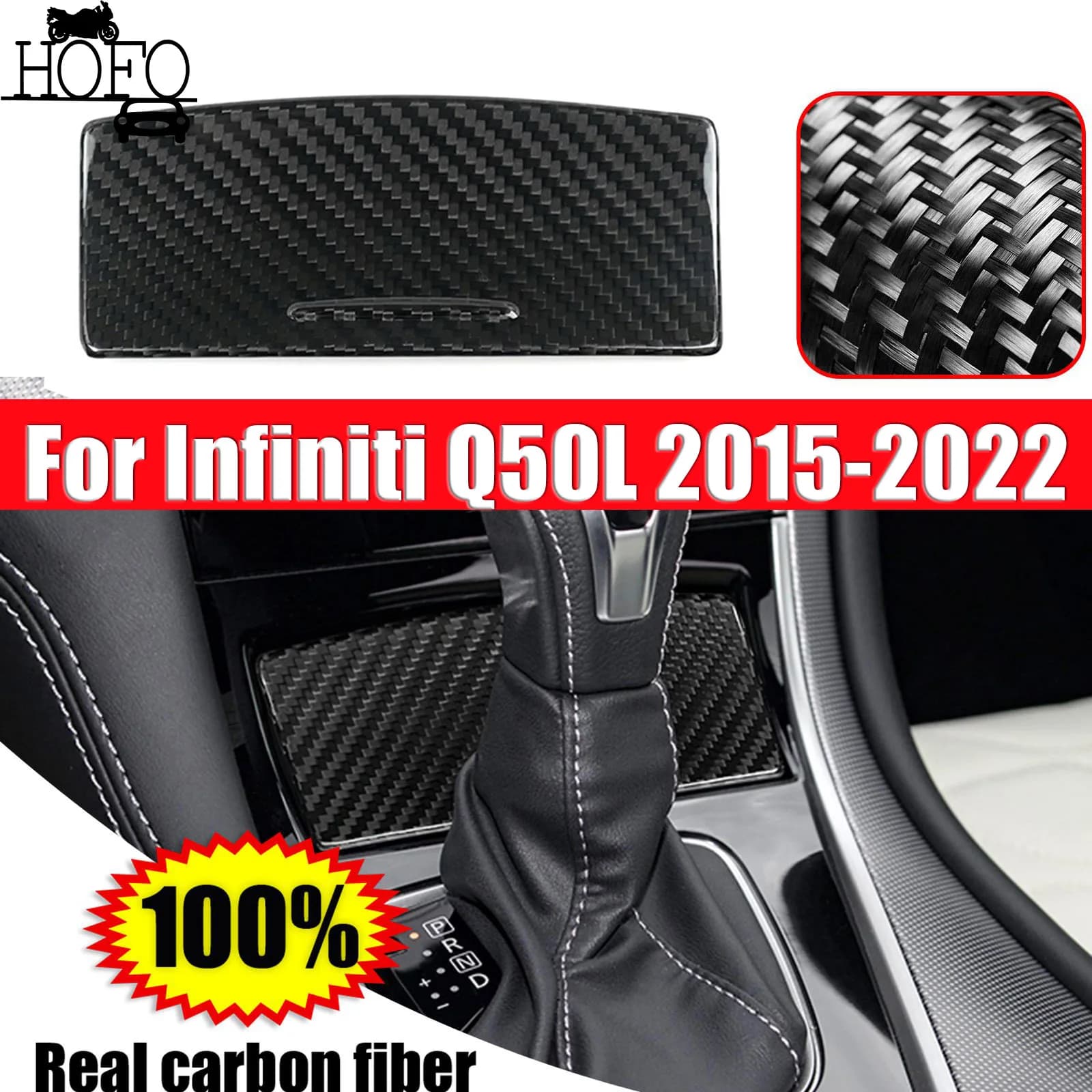For Infiniti Q50L 2015-2022 Gear Shift Storage Box Panel Trim