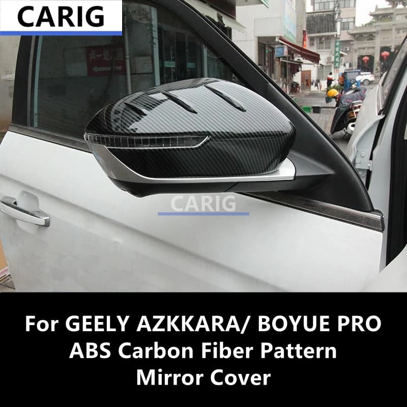 For GEELY AZKKARA/ BOYUE PRO ABS Carbon Fiber Pattern Mirror Cover Explosion-proof Modified Protective Decoration