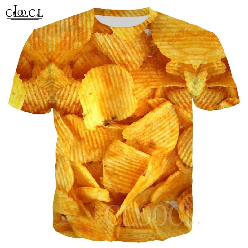 Potato Chips Funny T-shirts Men/Women Tshirt Sportswear Casual Delicious Chips 3D Print T Shirt Girl Boy Oversized Tee Shirt Top