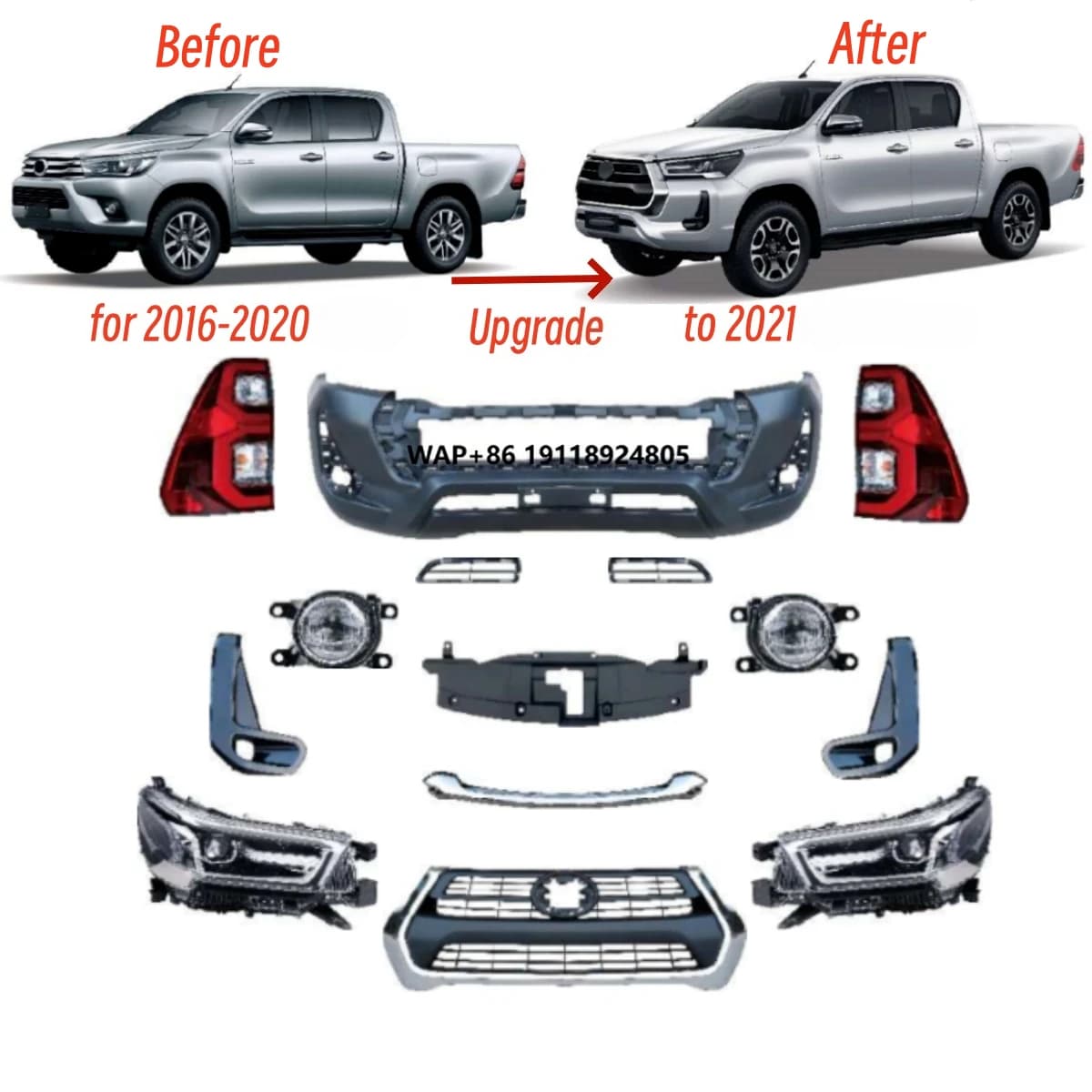 New Upgrade Body Kits for 16-20  Upgrade to 2021 Revo Style Body Kit Bumper Headlights Taillight Bumper Grill Include