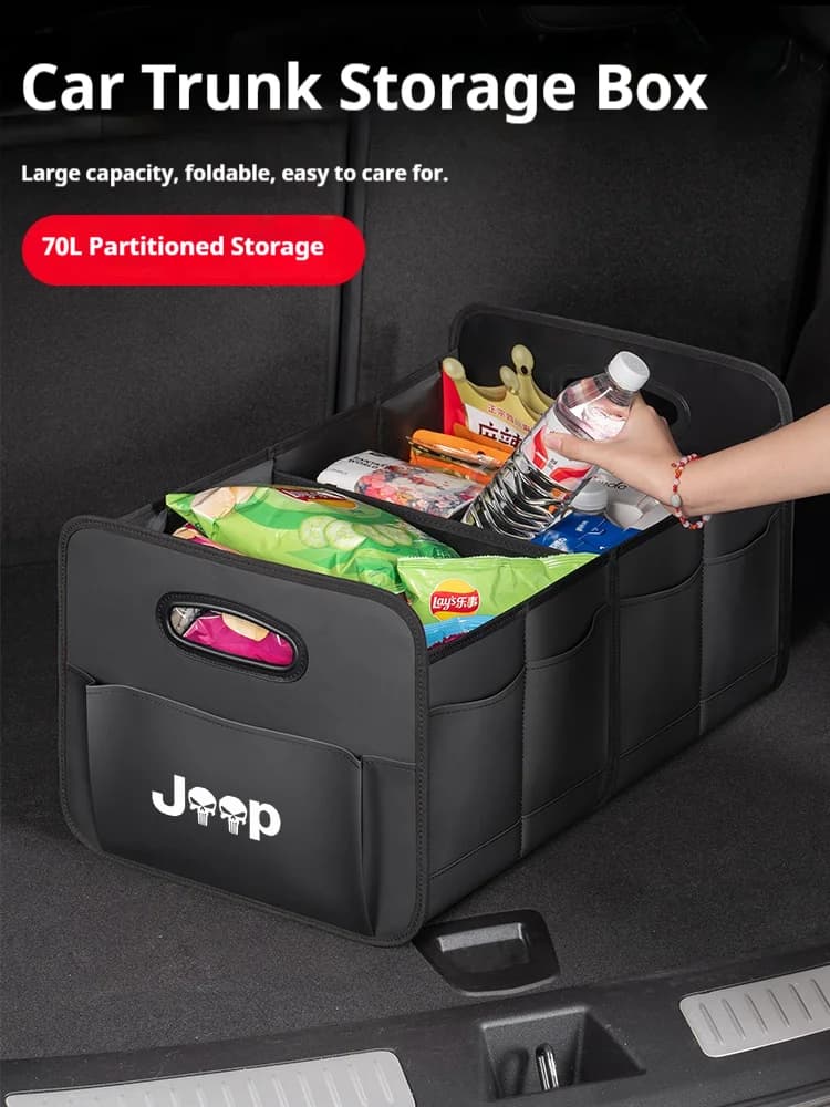 Car Trunk Storage Box Large Capacity Storage Bag Leather For Jeep SRT Cherokee Grand Cherokee Renegade Wrangler Trail Hawk