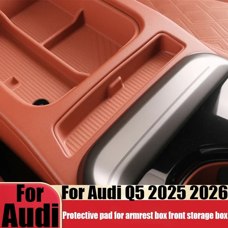 For Audi Q5 GU 2026 Armrest Box Front Storage Compartment Anti Slip Pad Silicone Interior Accessories