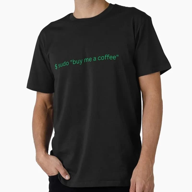 Sudo buy me a coffee command line Linux Operating System Graphic T‑Shirt Casual Short Sleeve Tees Geek IT Developer Fan Gift