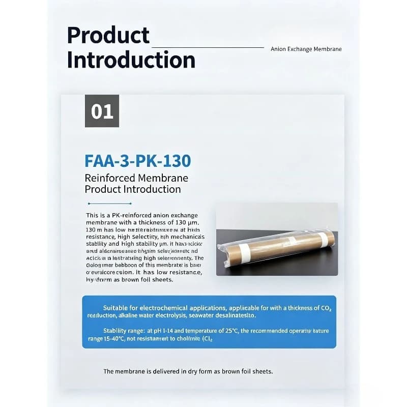 Fumasep FAA-3-PK-130 AEM Anion Exchange Membrane, Reinforced Film for Alkaline Fuel Cell CO2 Reduction Electrolysis