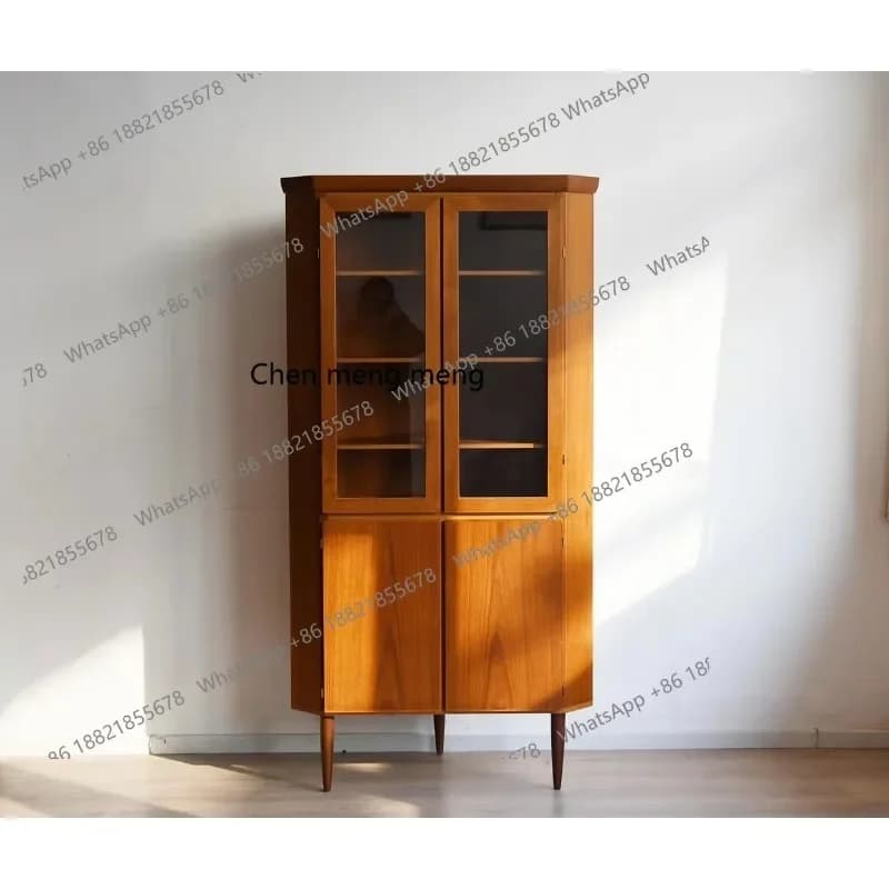X  New retro corner cabinet solid wood cherry wood glass corner cabinet