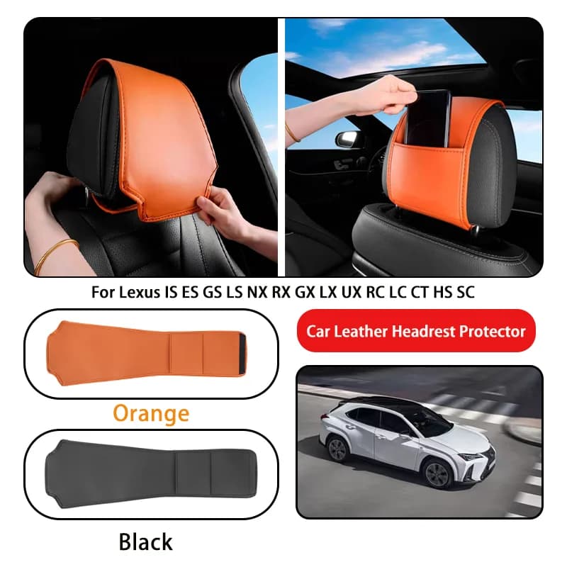 Leather Car Headrest Cover Anti-dirty and Wear-resistant For Lexus IS ES GS LS NX RX GX LX UX RC LC CT HS SC