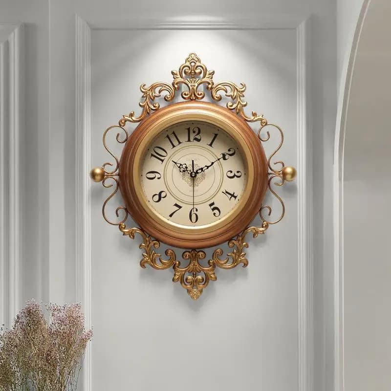 Retro Art Wall Clock American Living Room Clock Creative Hanging Timepiece Home Silent Fashion Clock Style Wall Decor