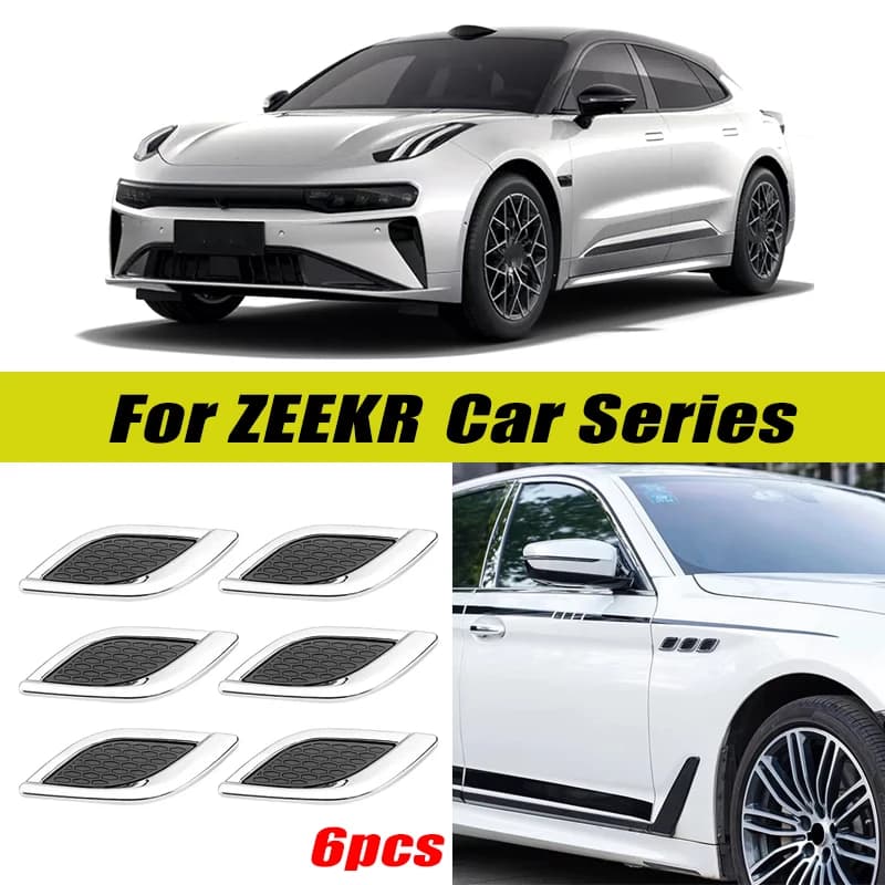 6Pcs Chrome / Black 3D Car Side Fender Air Vent Hood Scoop Outlet Cover Decorative Trim For ZEEKR 001 007 009 X 7X 8X 9X MIX
