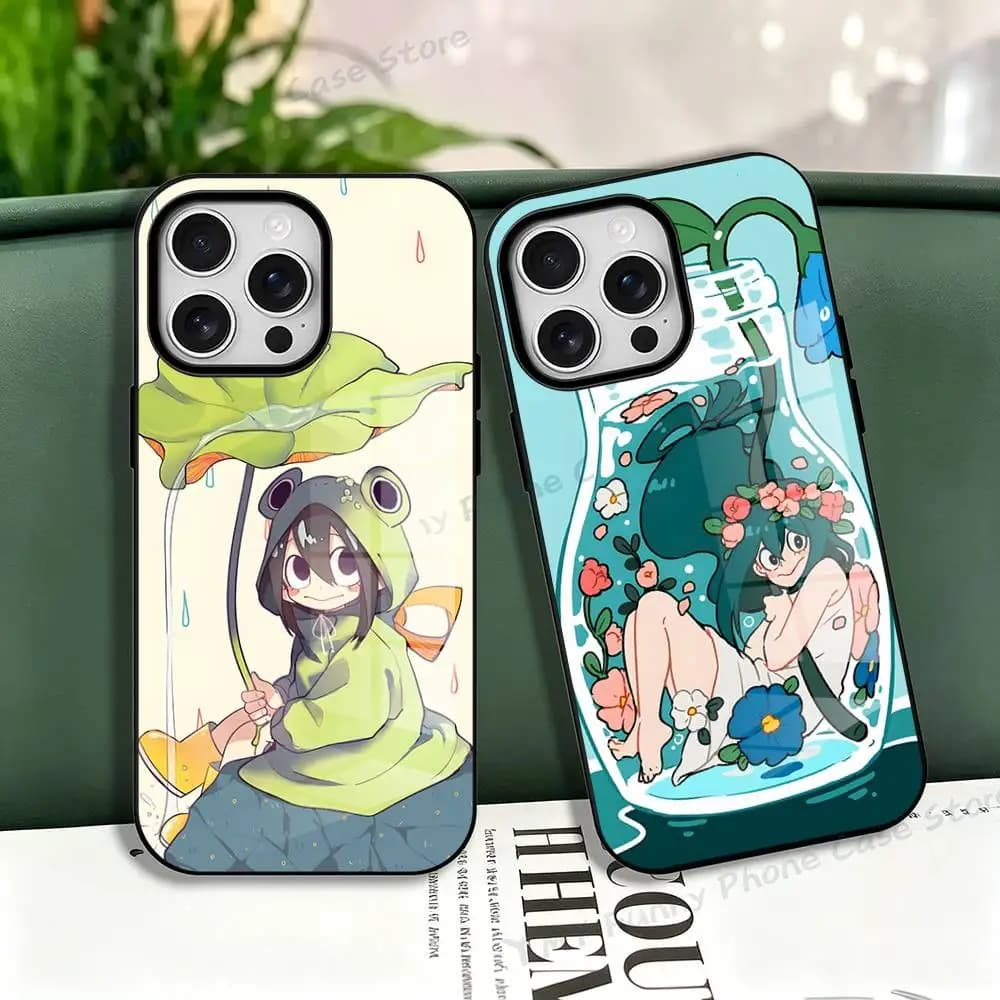 Cartoon T-Tsuyu Asui Magnetic For Case For Iphone 17,16,15,14,13,12,11 Pro Max Mini Plus Frosted Shell Cover