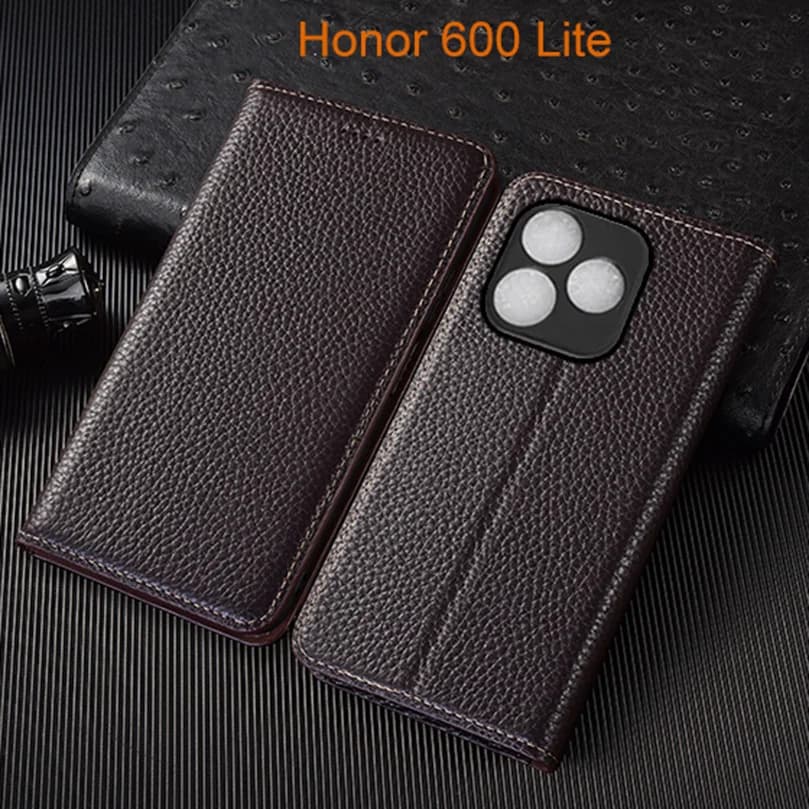 Genuine Leather Flip Case For Honor 500 600 Pro Lite Phone Cover Card Cases Litchi Pattern Handmade
