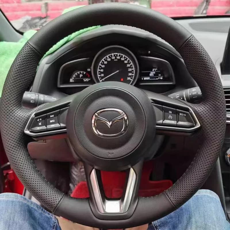 Car Steering Wheel Cover for Mazda 3 Axela 2017-2019 CX5 CX-5 2017-2024 CX4 CX-4 Atenza 2018-2021 MX-5 MX5 CX-8 Genuine Leather