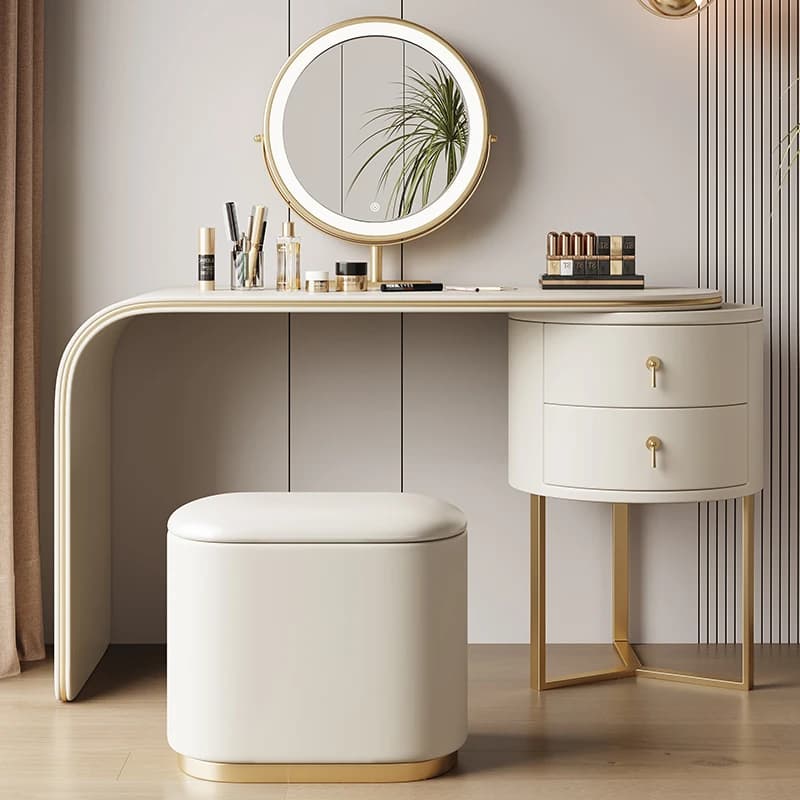 Drawer Vintage Makeup Vanity Desk Glossy Simple Wood Europa Makeup Vanity Desk Cheap Corner Mirror Kaptafel Bedroom Furniture